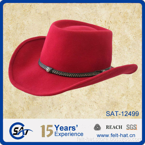 red custom pure wool felt quality cowboy hat